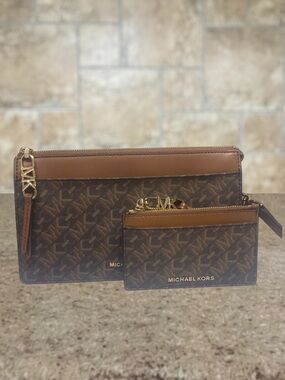 Michael Kors Empire Large Convertible Crossbody Bag & Wallet Set Brown Logo